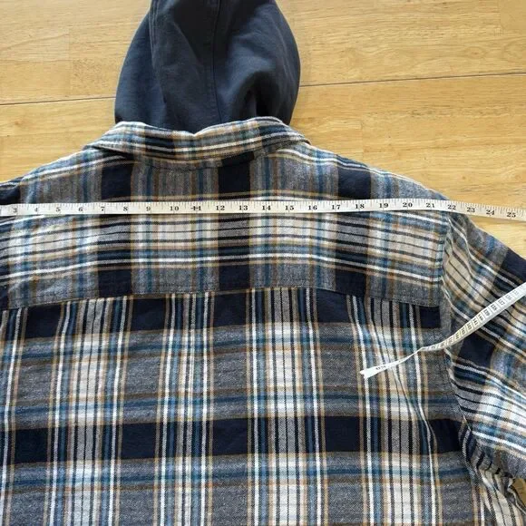 Legendary Whitetails Mens Shirt Jacket Blue Plaid Flannel Maplewood Hooded 3XL